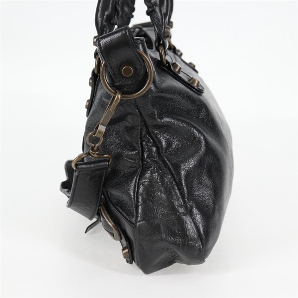 BALENCIAGA ファースト ハンドバッグ 103208 ブラック マットゴールド レザーの画像2