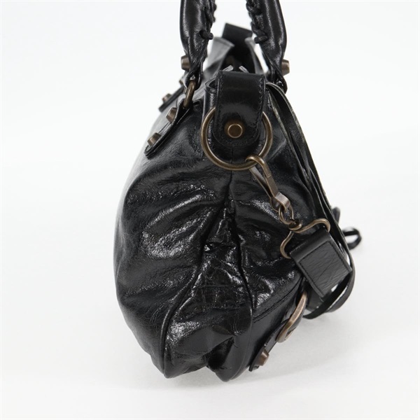 BALENCIAGA ファースト ハンドバッグ 103208 ブラック マットゴールド レザーの画像3