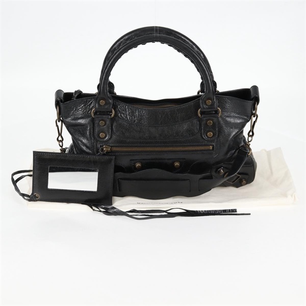 BALENCIAGA ファースト ハンドバッグ 103208 ブラック マットゴールド レザーの画像9