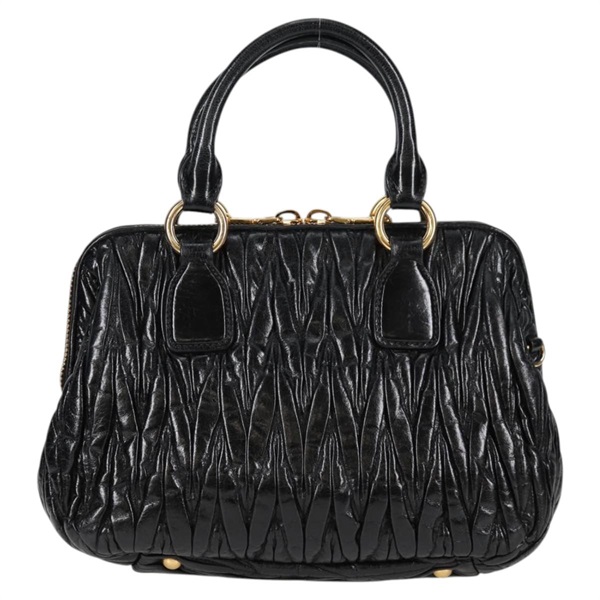 MIU MIU マテラッセ ハンドバッグ ブラック ゴールド レザーの画像1