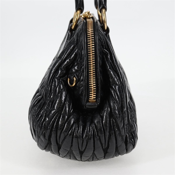 MIU MIU マテラッセ ハンドバッグ ブラック ゴールド レザーの画像2