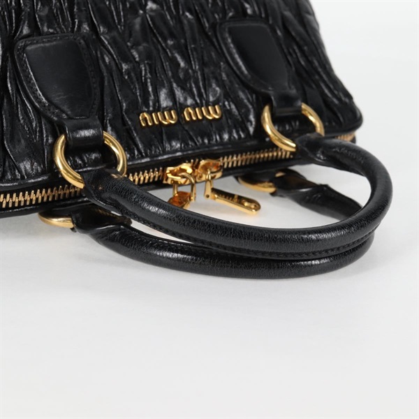 MIU MIU マテラッセ ハンドバッグ ブラック ゴールド レザーの画像4
