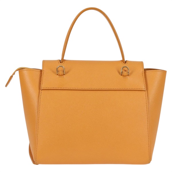 CELINE ベルトバッグ ナノ ハンドバッグ イエロー ゴールド グレインドカーフの画像2