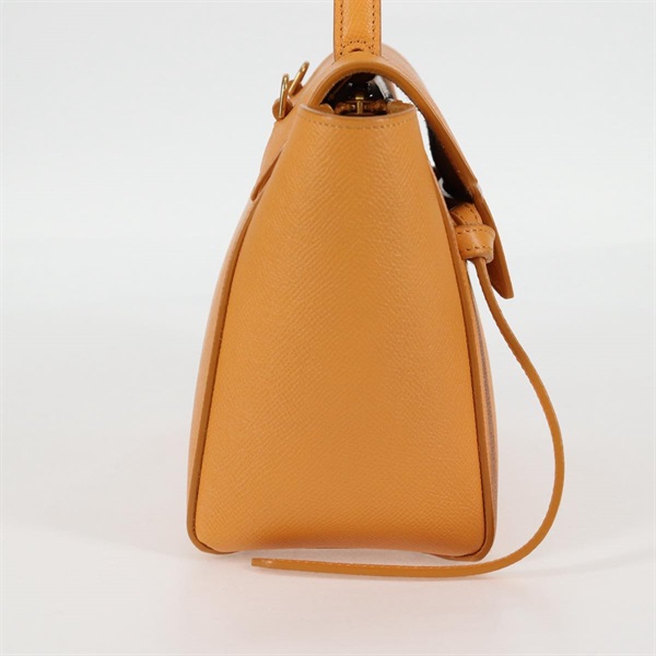 CELINE ベルトバッグ ナノ ハンドバッグ イエロー ゴールド グレインドカーフの画像4