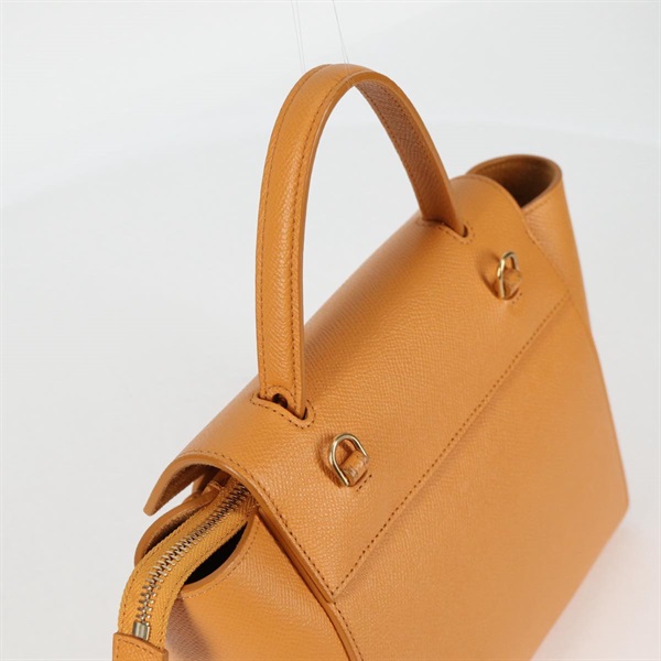 CELINE ベルトバッグ ナノ ハンドバッグ イエロー ゴールド グレインドカーフの画像5