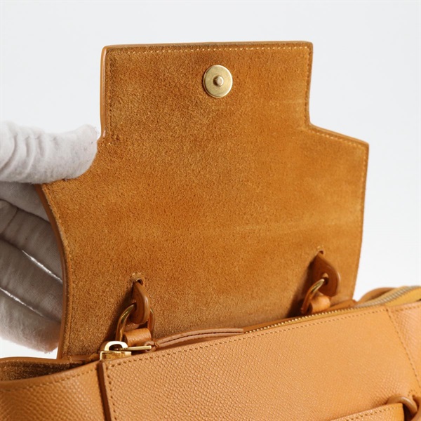 CELINE ベルトバッグ ナノ ハンドバッグ イエロー ゴールド グレインドカーフの画像15