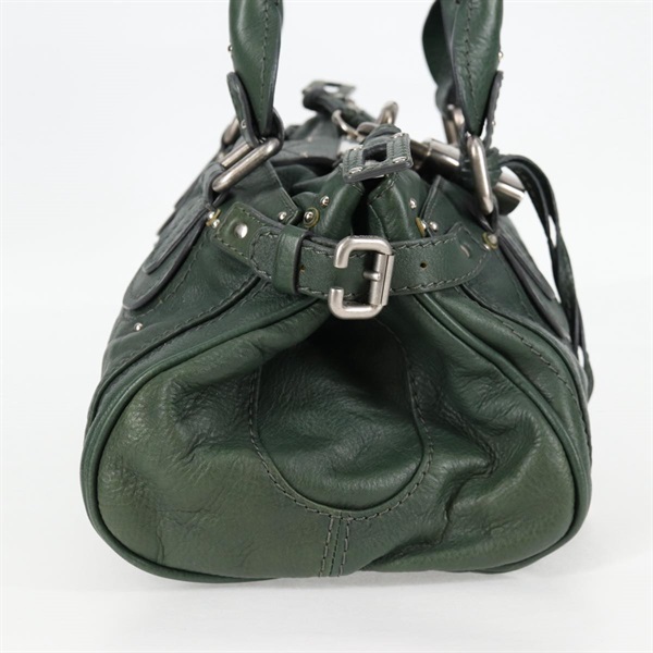 Chloe パディントン ミディアム ハンドバッグ グリーン シルバー レザーの画像4