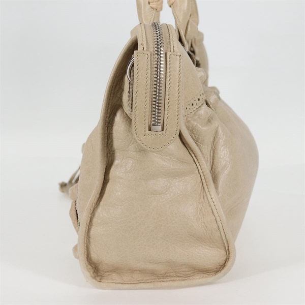 BALENCIAGA ジャイアント シティ カバード ハンドバッグ ベージュ シルバー レザーの画像3