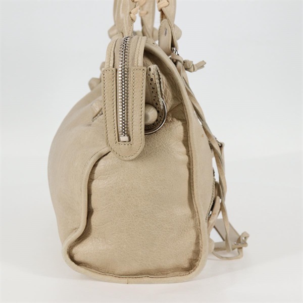 BALENCIAGA ジャイアント シティ カバード ハンドバッグ ベージュ シルバー レザーの画像4