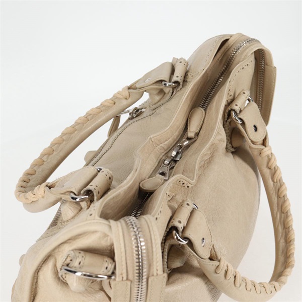 BALENCIAGA ジャイアント シティ カバード ハンドバッグ ベージュ シルバー レザーの画像5