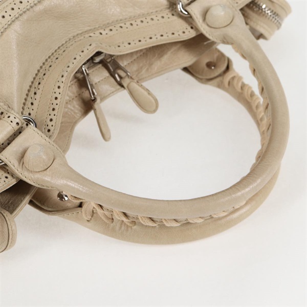 BALENCIAGA ジャイアント シティ カバード ハンドバッグ ベージュ シルバー レザーの画像6