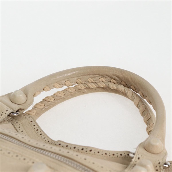BALENCIAGA ジャイアント シティ カバード ハンドバッグ ベージュ シルバー レザーの画像7