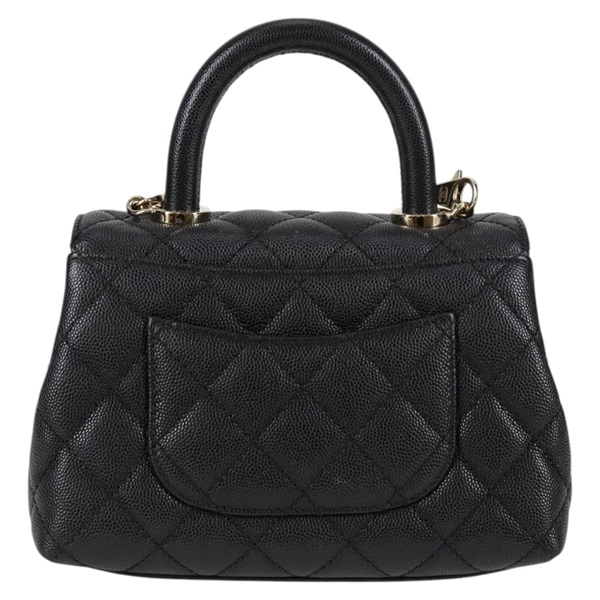 CHANEL マトラッセ ココハンドル XXS 2021年 ハンドバッグ ブラック ゴールド キャビアスキンの画像2