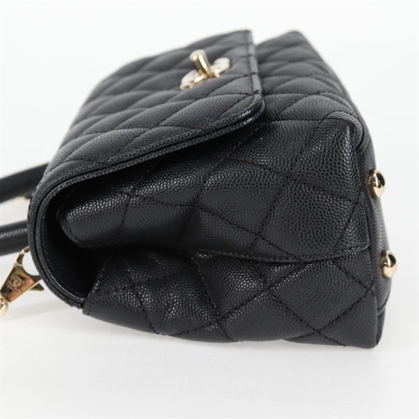 CHANEL マトラッセ ココハンドル XXS 2021年 ハンドバッグ ブラック ゴールド キャビアスキンの画像3
