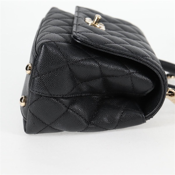 CHANEL マトラッセ ココハンドル XXS 2021年 ハンドバッグ ブラック ゴールド キャビアスキンの画像4