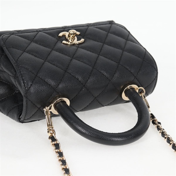 CHANEL マトラッセ ココハンドル XXS 2021年 ハンドバッグ ブラック ゴールド キャビアスキンの画像5