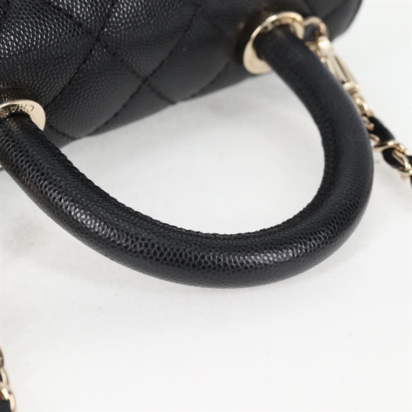CHANEL マトラッセ ココハンドル XXS 2021年 ハンドバッグ ブラック ゴールド キャビアスキンの画像6