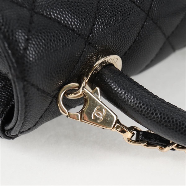 CHANEL マトラッセ ココハンドル XXS 2021年 ハンドバッグ ブラック ゴールド キャビアスキンの画像11