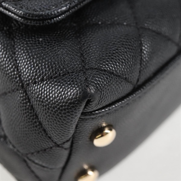 CHANEL マトラッセ ココハンドル XXS 2021年 ハンドバッグ ブラック ゴールド キャビアスキンの画像13