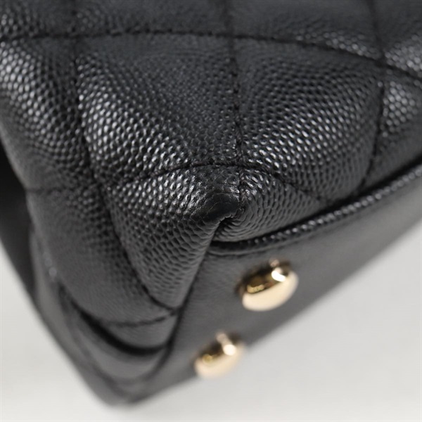 CHANEL マトラッセ ココハンドル XXS 2021年 ハンドバッグ ブラック ゴールド キャビアスキンの画像15