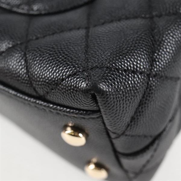 CHANEL マトラッセ ココハンドル XXS 2021年 ハンドバッグ ブラック ゴールド キャビアスキンの画像16