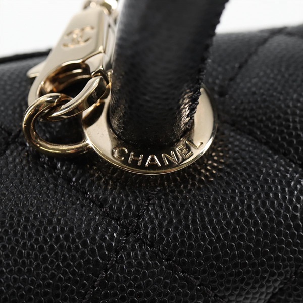 CHANEL マトラッセ ココハンドル XXS 2021年 ハンドバッグ ブラック ゴールド キャビアスキンの画像17