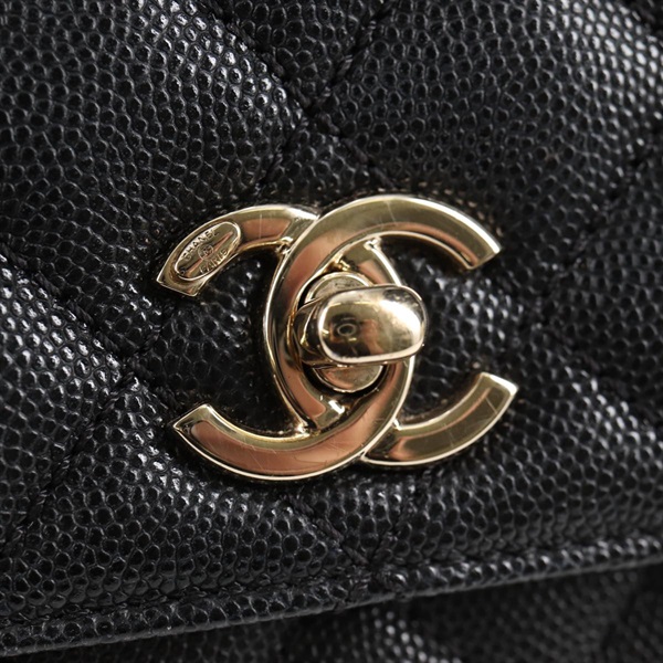 CHANEL マトラッセ ココハンドル XXS 2021年 ハンドバッグ ブラック ゴールド キャビアスキンの画像18