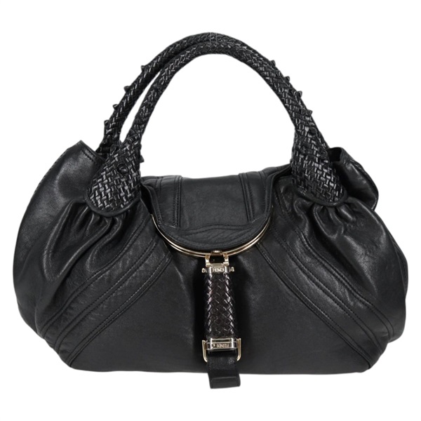 LOEWE スパイバッグ ハンドバッグ ブラック ゴールド レザーの画像1