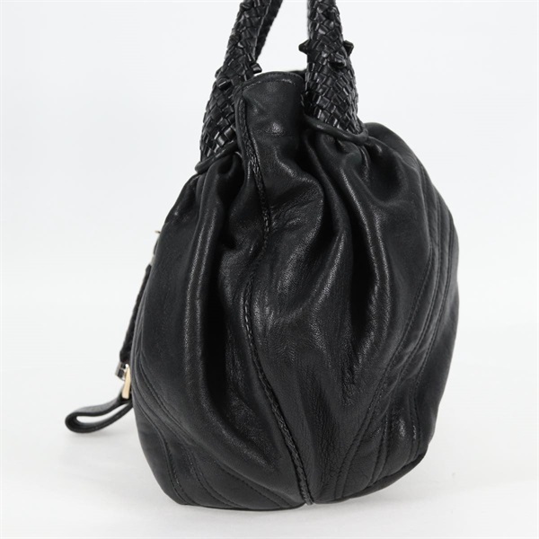 LOEWE スパイバッグ ハンドバッグ ブラック ゴールド レザーの画像3