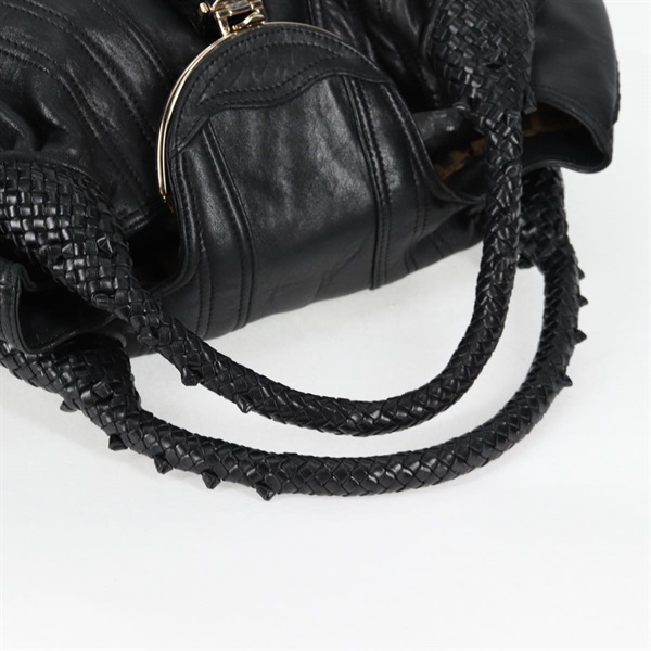 LOEWE スパイバッグ ハンドバッグ ブラック ゴールド レザーの画像6