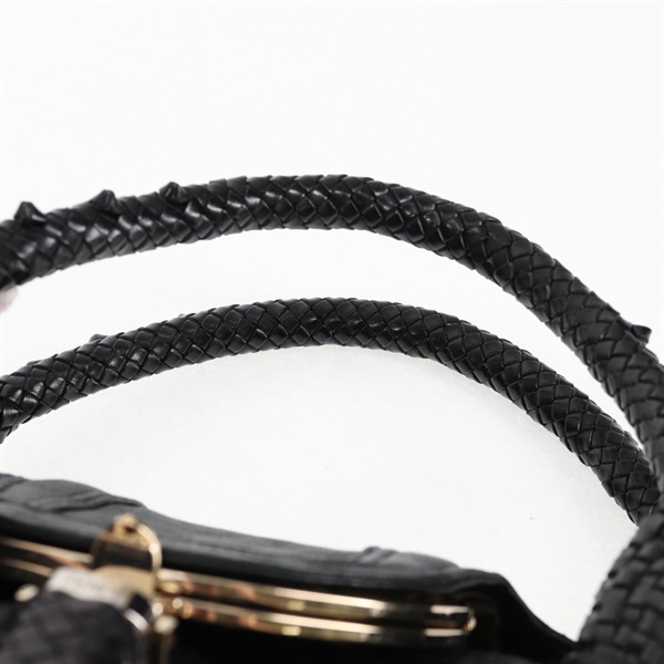 LOEWE スパイバッグ ハンドバッグ ブラック ゴールド レザーの画像7