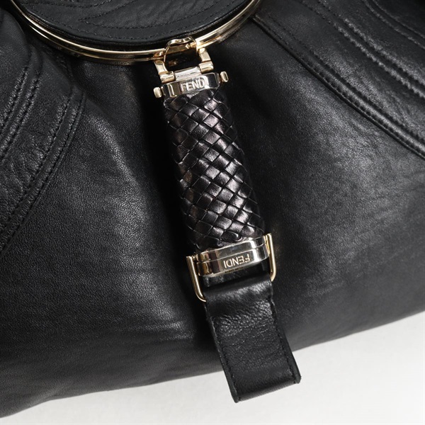 LOEWE スパイバッグ ハンドバッグ ブラック ゴールド レザーの画像13
