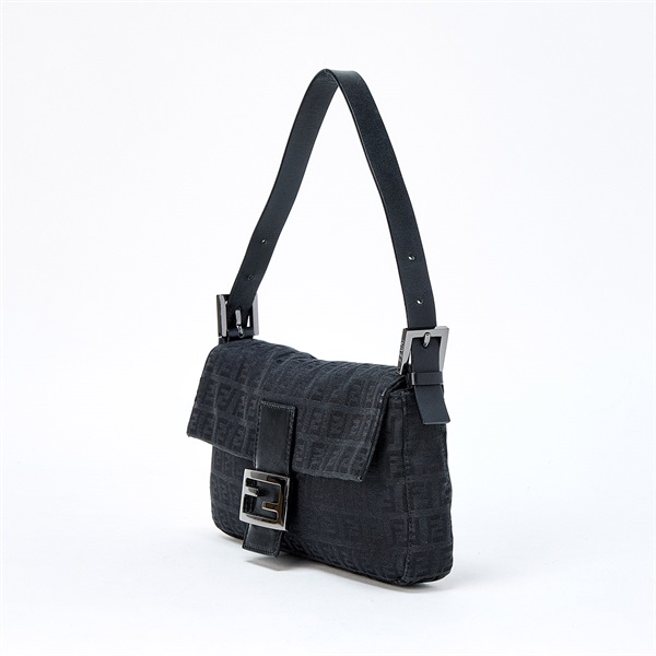 FENDI マンマバゲット ズッキーノ ショルダーバッグ ブラック マットシルバー キャンバスの画像1