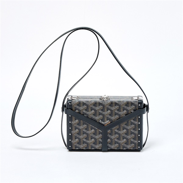 GOYARD ミノディエールトランクバッグ  ショルダーバッグ ブラック ブラウン シルバー PVCの画像2