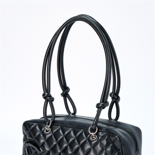 CHANEL カンボン ボストン 2006年 ショルダーバッグ ブラック シルバー ラムスキンの画像3