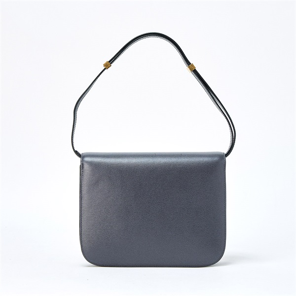 CELINE クラシックボックス ミディアム ショルダーバッグ グレー ゴールド レザーの画像2