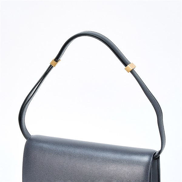 CELINE クラシックボックス ミディアム ショルダーバッグ グレー ゴールド レザーの画像3