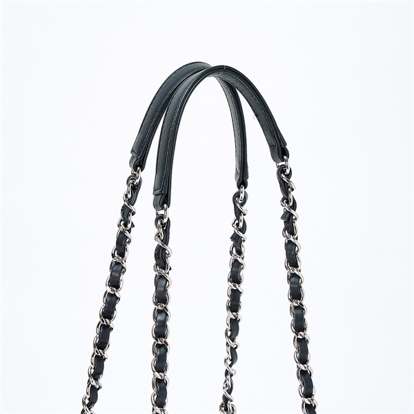 CHANEL ドーヴィル 2WAYボストン 2021年 ショルダーバッグ ネイビー シルバー デニムの画像3