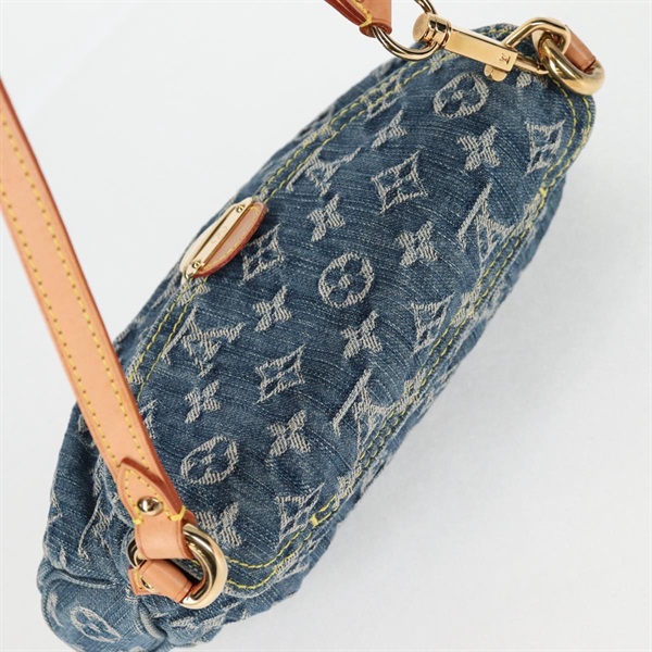LOUIS VUITTON プリーティ ミニ ショルダーバッグ ブルー ゴールド デニムの画像4