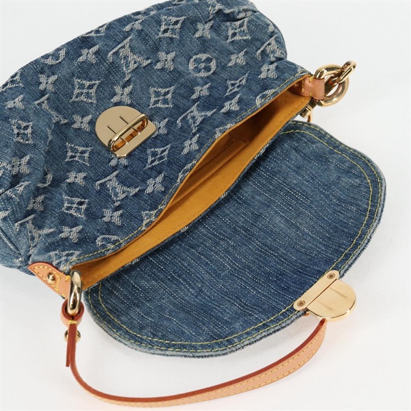 LOUIS VUITTON プリーティ ミニ ショルダーバッグ ブルー ゴールド デニムの画像7