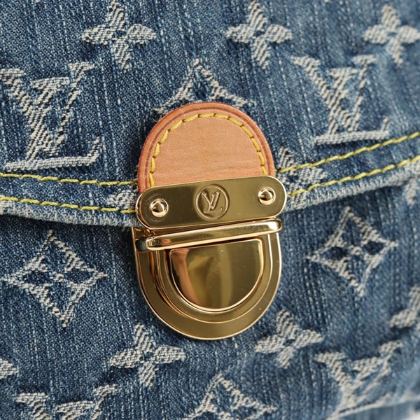 LOUIS VUITTON プリーティ ミニ ショルダーバッグ ブルー ゴールド デニムの画像8