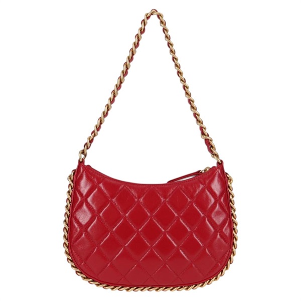 CHANEL マトラッセ ココマーク ショルダーバッグ レッド ゴールド ラムスキンの画像1