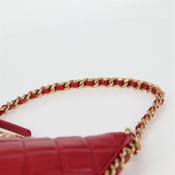 CHANEL マトラッセ ココマーク ショルダーバッグ レッド ゴールド ラムスキンの画像4
