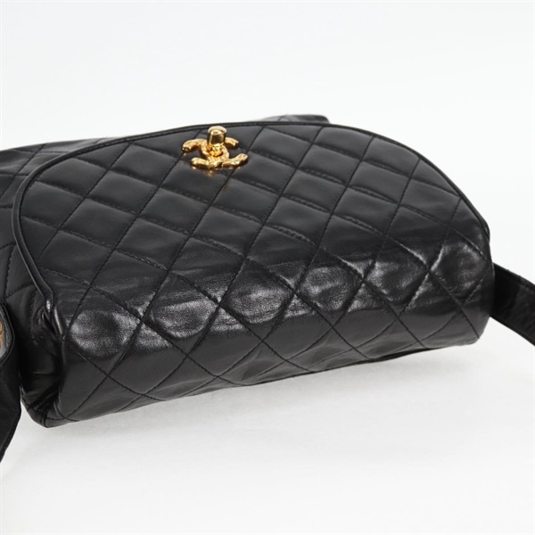 CHANEL マトラッセ ショルダーバッグ ブラック ゴールド ラムスキンの画像4