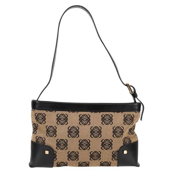 LOEWE アナグラム ショルダーバッグ ベージュ ブラック ゴールド キャンバスの画像1