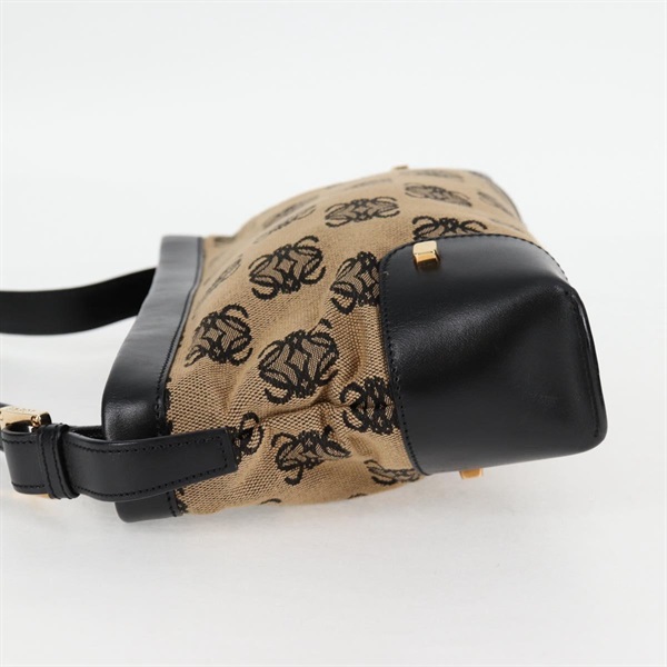 LOEWE アナグラム ショルダーバッグ ベージュ ブラック ゴールド キャンバスの画像2