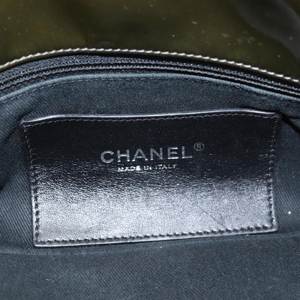 CHANEL ココマーク ショルダーバッグ カーキグリーン マットシルバー パテントの画像6