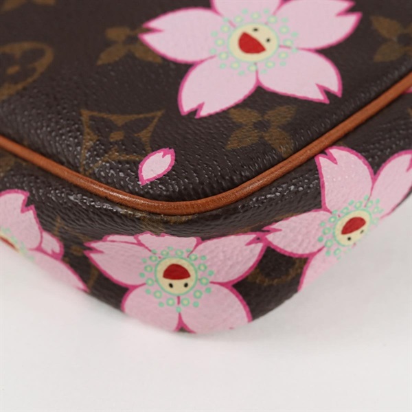 LOUIS VUITTON モノグラム チェリーブロッサム ポシェットアクセソワール ショルダーバッグ M92006  ブラウン ピンク ゴールド PVCの画像7