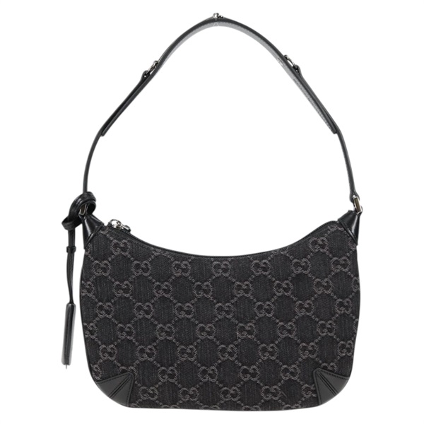 GUCCI ホースビット ショルダーバッグ ブラックデニム シルバー デニムの画像1