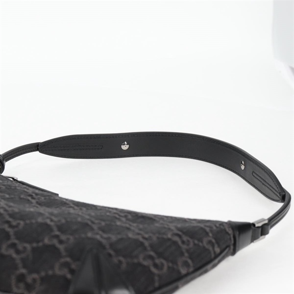 GUCCI ホースビット ショルダーバッグ ブラックデニム シルバー デニムの画像10